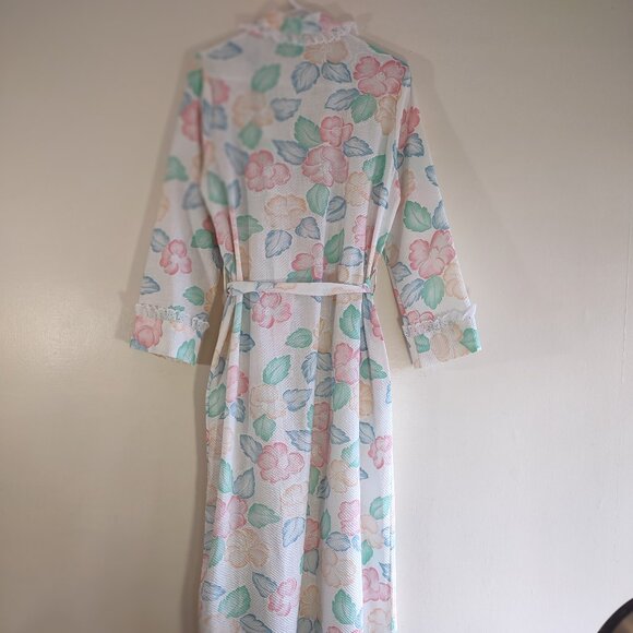 Vintage Beth Michaels Floral Seersucker & Lace Robe Lightweight USA Medium NWOT - Picture 6 of 14